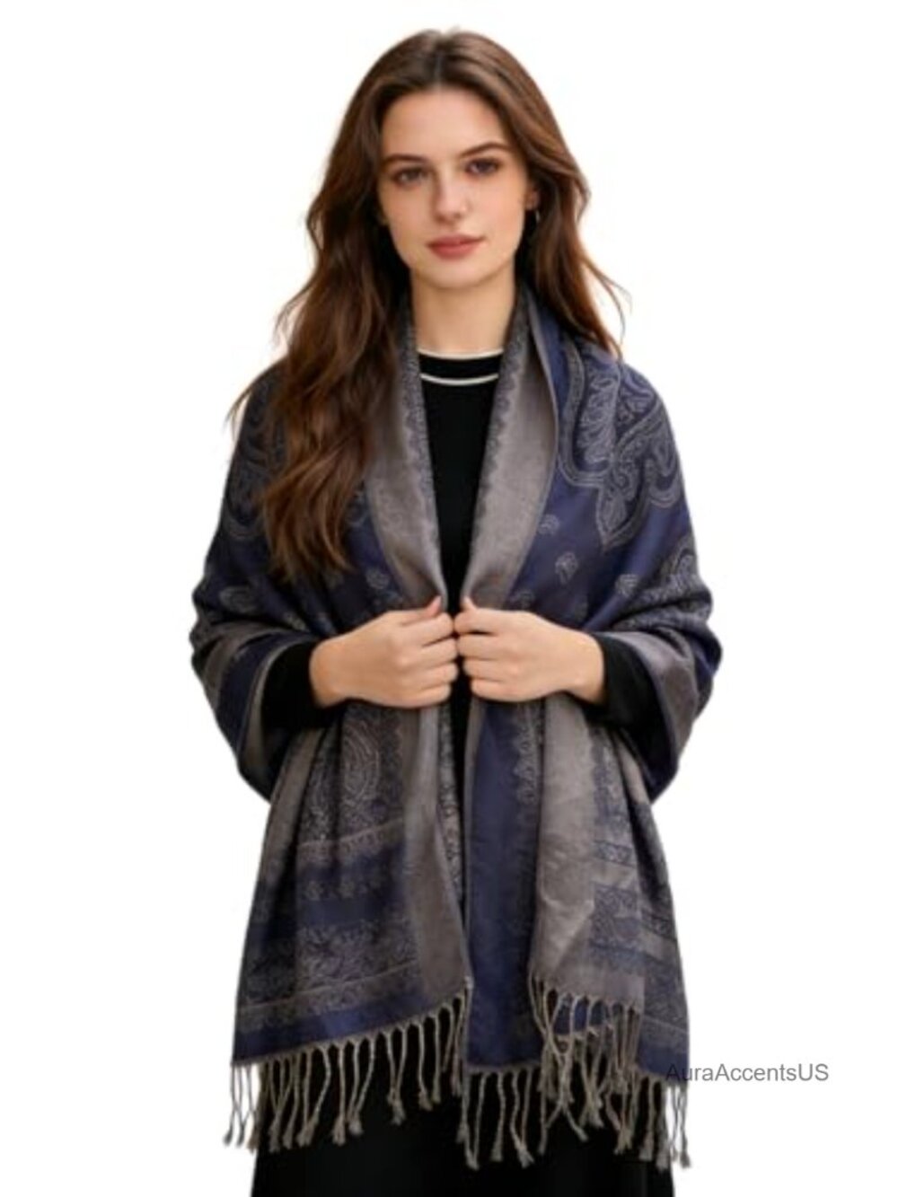 Oversized Paisley Pashmina Scarf Cashmere Feel Shawl Wrap Tassel
